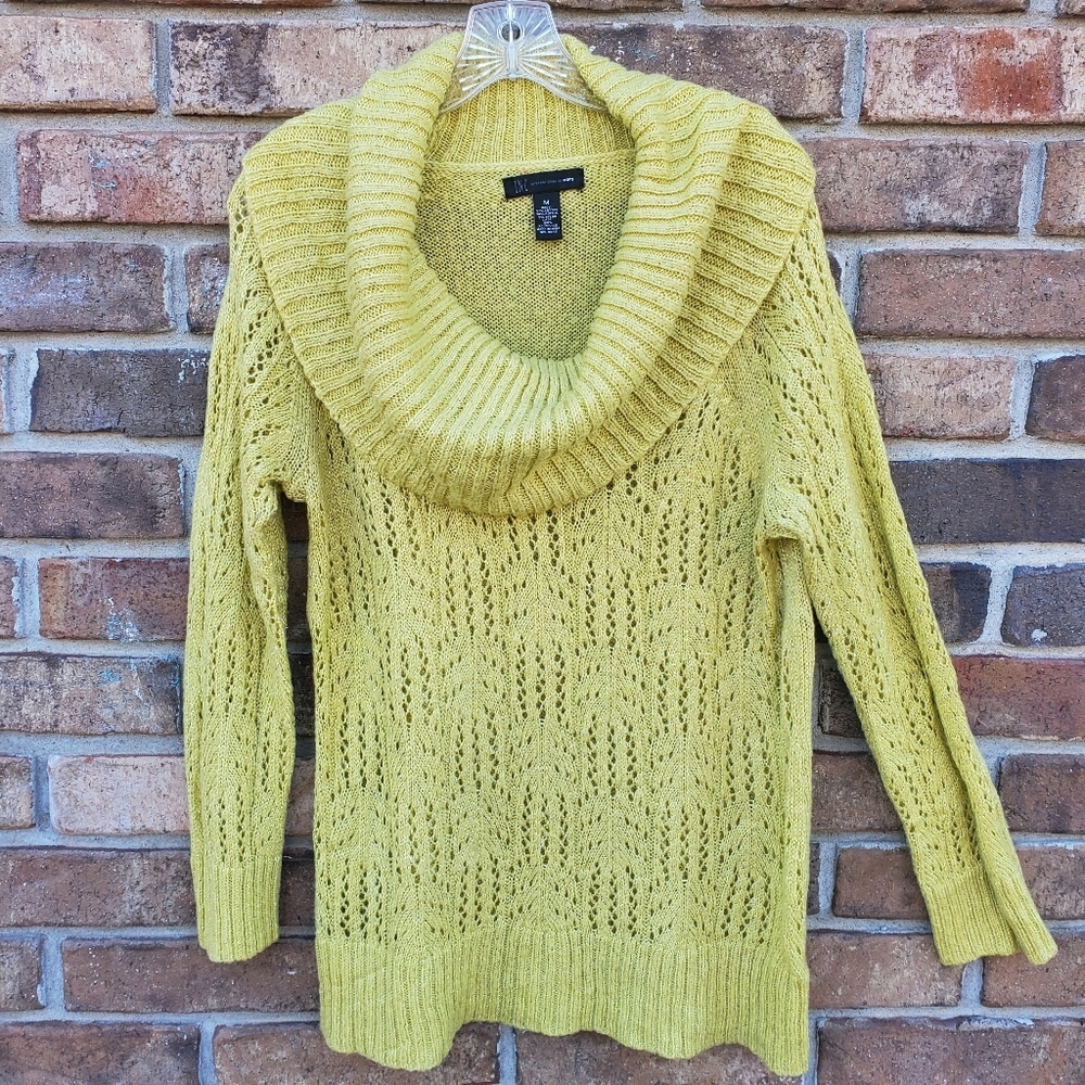 INC Shimmer Semi-See-through Cowl Neck Sweater M